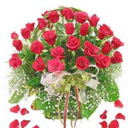 24 Red Roses In A Basket