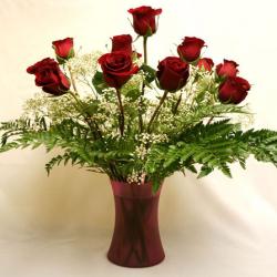 One Dozen Red Roses In A Vase